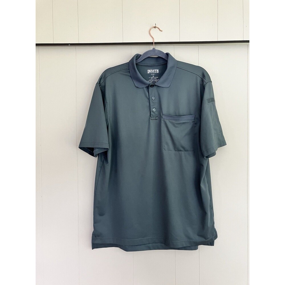 Duluth Trading Mens Teal Green Short Sleeve Polo Size Medium Relaxed Fit